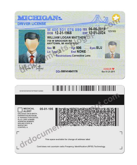 Michigan Drivers License Psd Template
