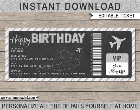 Maybe you would like to learn more about one of these? Birthday Boarding Pass Gift Ticket Template | Surprise Plane Trip Reveal | Gutschein geburtstag ...