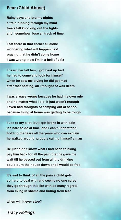 Fear Child Abuse Fear Child Abuse Poem By Tracy Rollings