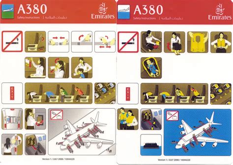 Aircraft safety cards are a collectible item among the aviation enthusiast community since they are a reflection of an airline, an aircraft type, a culture, and a historical period. Emirates Airlines Airbus A380 Safety Card | First Edition of… | Flickr