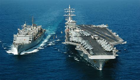 File:Aircraft carrier at underway replenishment.jpg - Wikimedia Commons