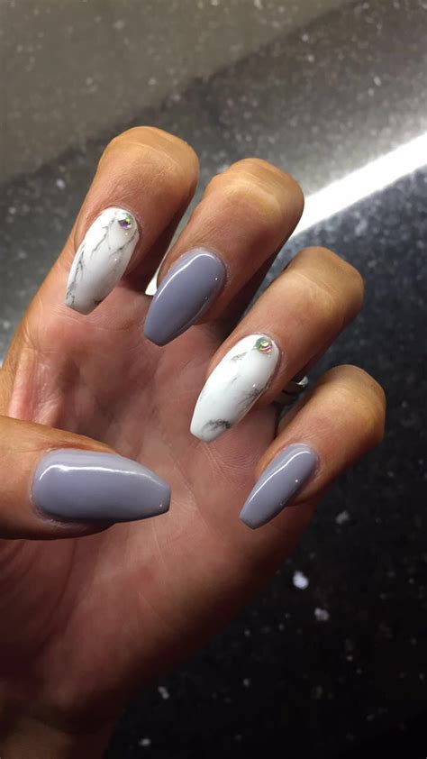 My Grey And Marble Coffin Nails Nailspo Engagement Nails Acrylic