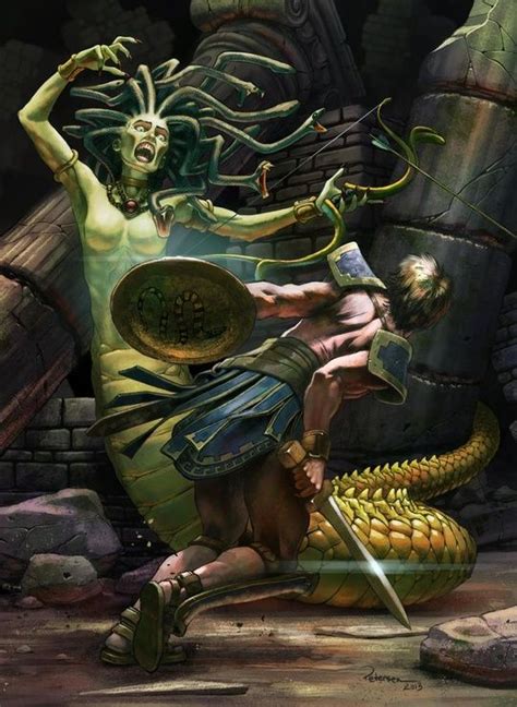 Perseus And Medusa An Art Print By John Petersen Perseus And Medusa Medusa Art Mythology Art