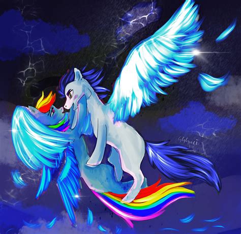 Discover more posts about soarindash. #2255923 - safe, artist:ggguci, rainbow dash, soarin', female, flying, male, missing cutie mark ...
