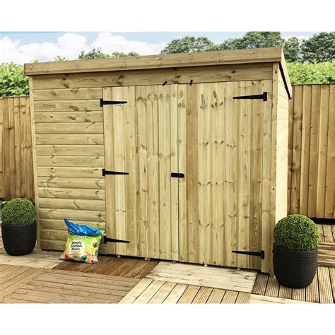 8 X 6 Windowless Pressure Treated Tongue And Groove Pent Shed With