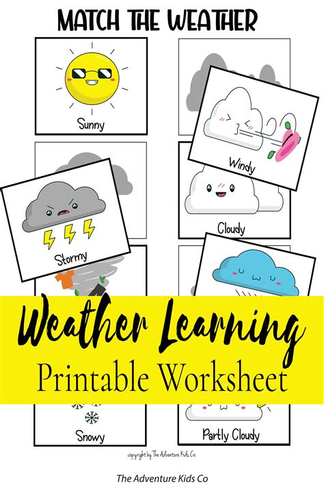 Weather Matching Game For Kids Weather Worksheet Printable Etsy
