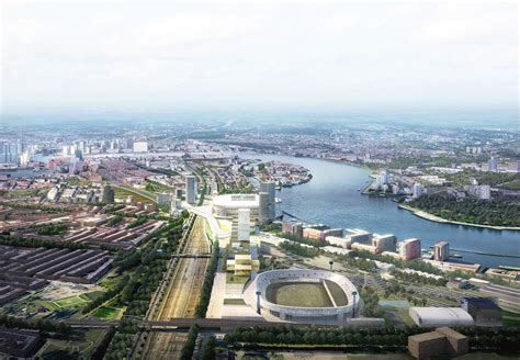 An iconic structure partly located over the river maas, the stadium . Gallery of OMA Reveals New Feyenoord Stadium Design in ...
