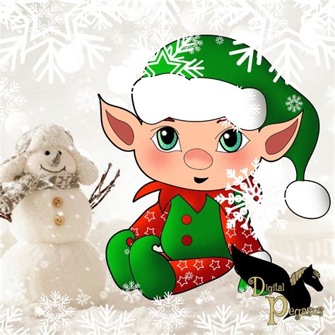 Christmas Baby Elf Baby Elf Clip Art Png 300 Instant Download Etsy