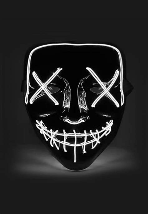 White El Wire Light Up Purge Mask Black And White Led