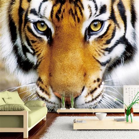 Buy Bacaz 8d Mural Head Of Tiger Wall Art 3d Wallpaper