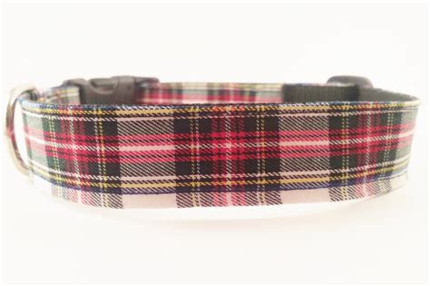 Dog Collar And Bow Tie Stewart Tartan Plaid In Red And Green Etsy