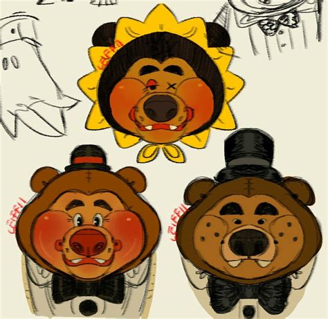 Three Cartoon Bears With Hats On Their Heads And One Bear Wearing A Top Hat The Other Has A Bow Tie