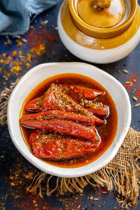 Bharwa Lal Mirch Ka Achar Recipe Stuffed Red Chilli Pickle Video