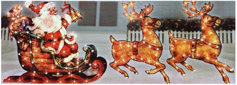 Large Outdoor Reindeer And Sleigh Christmas Decorations