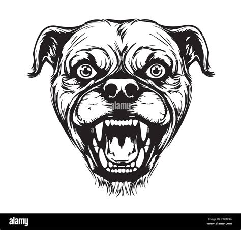Angry Dog Head Sketch Hand Drawn In Doodle Style Illustration Stock
