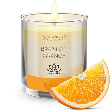 Natural Soy Wax Candle In Glass Jar Luxury Brazilian Orange Scented