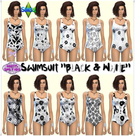 Black And White Swimsuit At Annetts Sims 4 Welt Sims 4 Updates