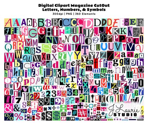 Digital Magazine Cutout Alphabet Ransom Note Letters Numbers Clipart
