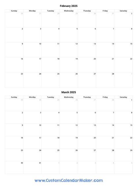 February And March 2025 Calendar