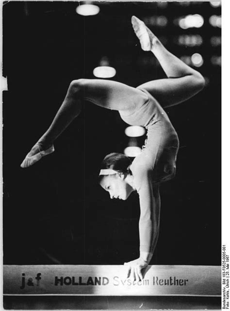 Gymnast Erika Zuchold Performing Handstand On Balance Beam 1967