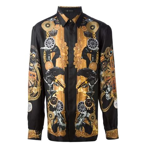 Versace 100 Silk Black Printed Mens Shirt At 1stdibs 100 Silk