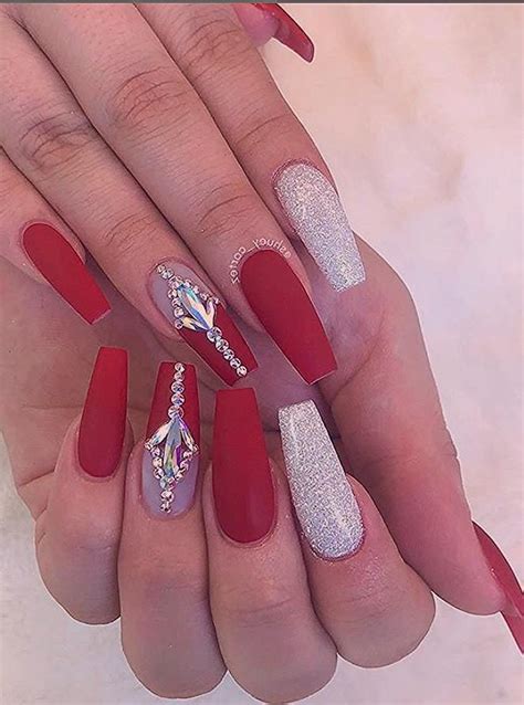bling nails red acrylic nails with diamonds bling art false nails is the uk s favourite