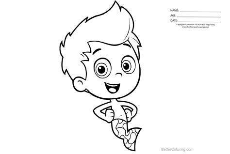 Bubble Guppies Coloring Pages Gil Clipart Free Printable Coloring Pages