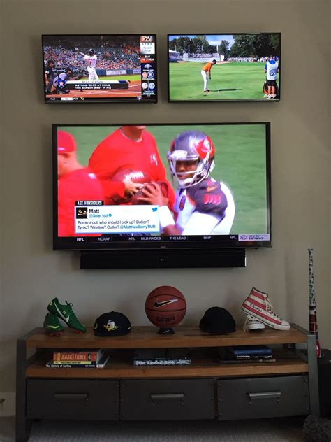 The Ultimate Multiple Screen Tv Wall In His Sports Room