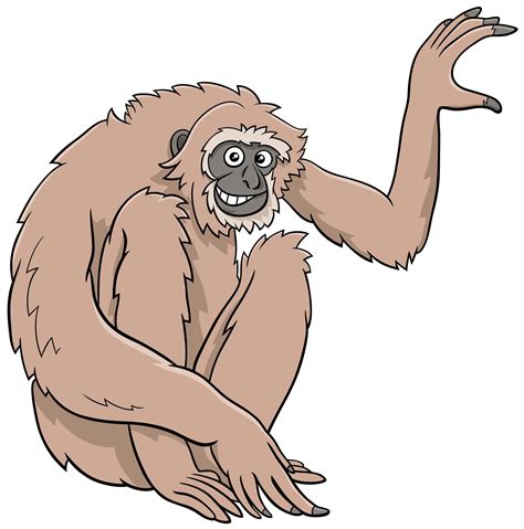 Gibbon Ape Cartoon Wild Animal Character 1734896 Vector Art At Vecteezy