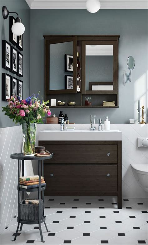 Shelves that are a bit higher up in. A traditional approach to a tidy bathroom! The IKEA HEMNES ...