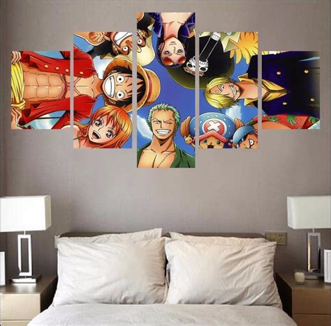 Luffy Gangs One Piece Anime 5 Panel Canvas Art Wall
