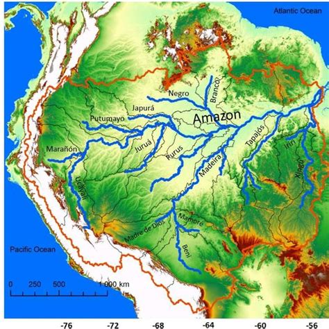 The Amazon River Basin And Its Main Tributaries Mapped Over The SRTM Shuttle Radar Q640 