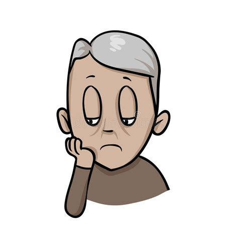 Sad Depressed Old Man Cartoon Design Icon Flat Vector Illustration