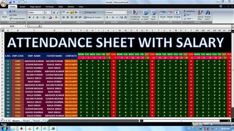 Exercise 03 Excel Practice Book How To Make Attendance Sheet With