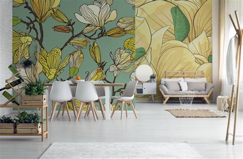 Flowers In The Living Room • Wall Murals Nature Flowers And Plants