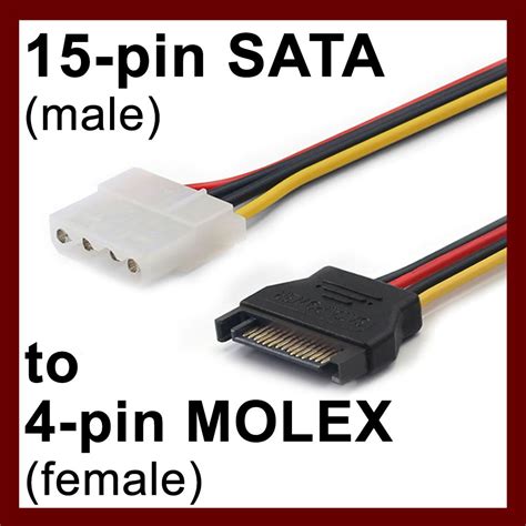 15 Pin Sata Male To 4 Pin Molex Female Ide Hdd Power Hard Drive Cable