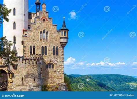 Lichtenstein Castle On Blue Sky Background Germany It Is A Famous
