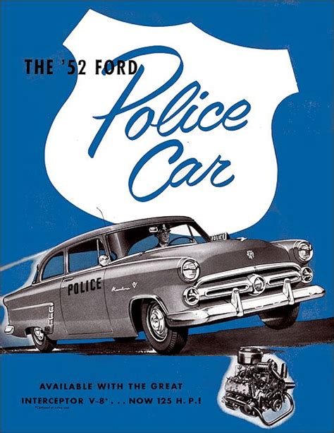 Ford Police Cars Brochure 1952 Ford Police Old Police Cars