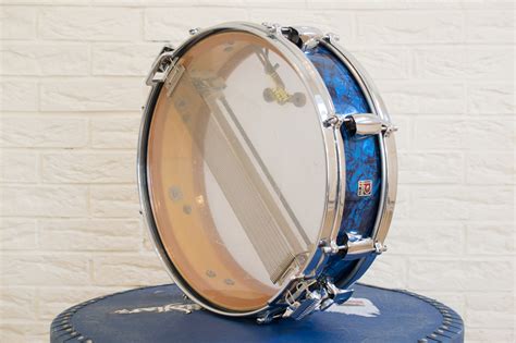Vintage 1960s Premier Royal Ace 14x4 Snare Drum In Blue Diamond Pearl