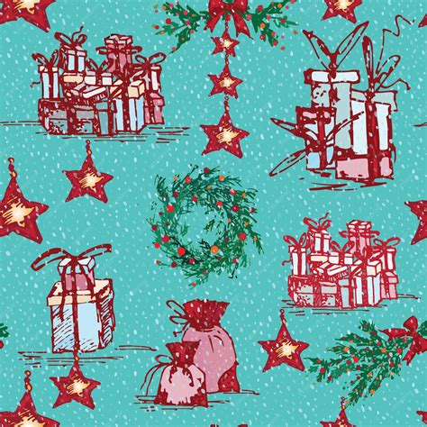 Premium Vector Vintage Seamless Merry Christmas Pattern In Hand Drawn