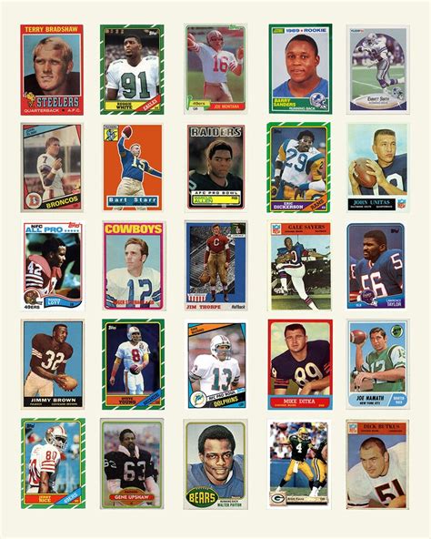 Nfl Hall Of Fame Football Card Poster Art Print Hof Etsy