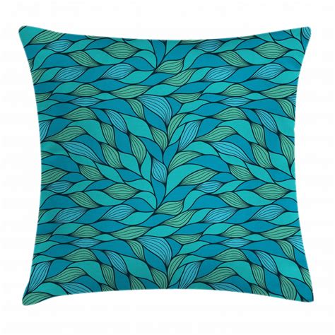 Teal Throw Pillow Cushion Cover Abstract Wave Design With Different