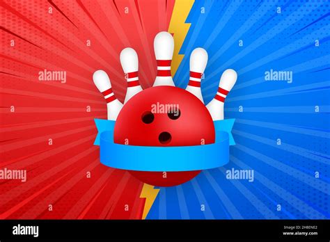Bowling Poster Bowling Game Leisure Concept Vector Stock Illustration