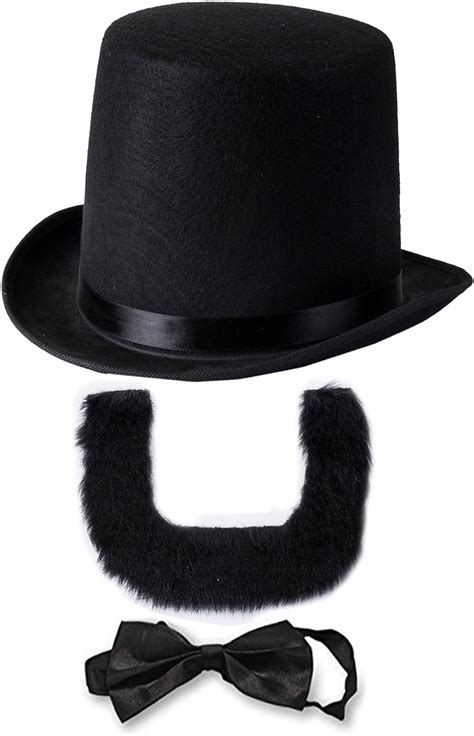 Abraham Lincoln Costume Set Hat With Beard And Necktie