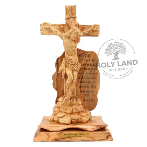 Sacrifice Of Christ Statue Olive Wood Carving Holy Land T Shop
