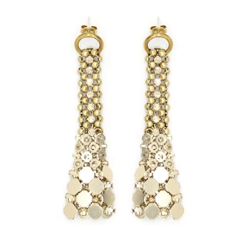 Laura B Eiffel Earrings Mesh And Swarovski Earrings Gold Gold