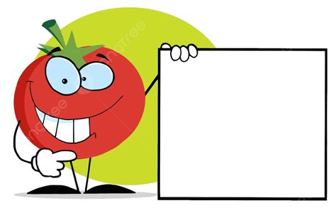 Personaje De Tomate Rojo Que Presenta Un Cartel En Blanco Png Dibujos