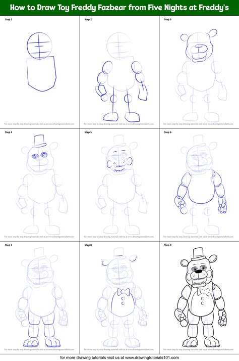 How To Draw Toy Freddy Fazbear From Five Nights At Freddys Five