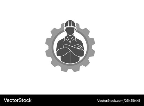 Creative Engineer Worker Gear Logo Design Vector Image