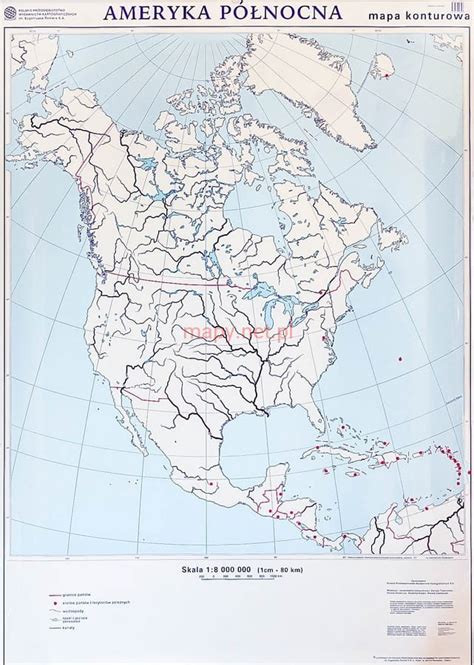 Geografia Klasa 8 Ameryka Północna I Południowa - AMERYKA PÓŁNOCNA MAPA ŚCIENNA POLITYCZNO-KONTUROWA